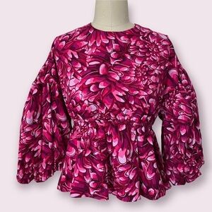 Woman's Pink Floral Open Back Scallop Blouse Kika Vargas for Target Pink Size S